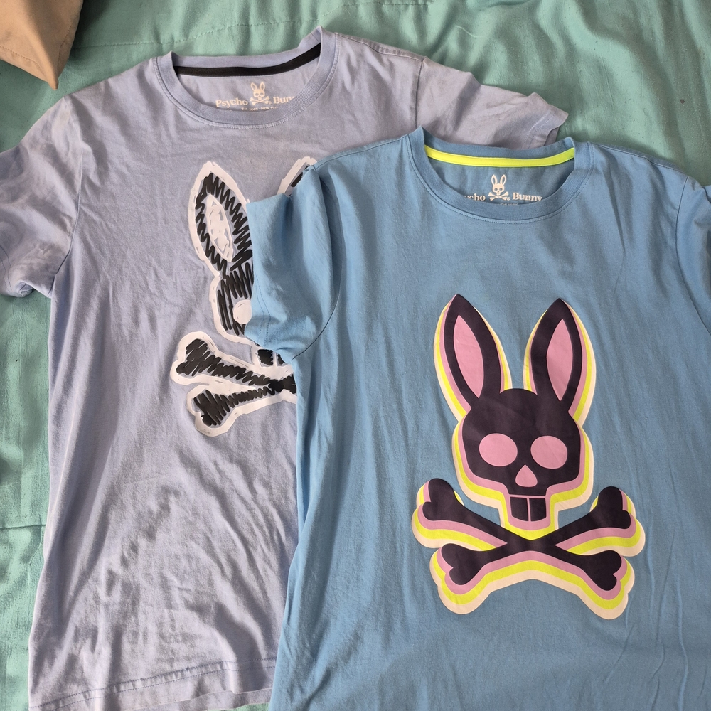 Psycho Bunny Kids Blue and Gray Graphic Tees